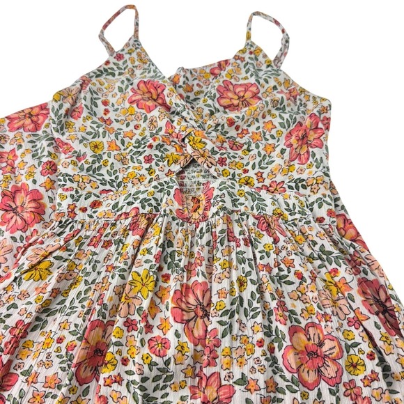 ANGIE Floral Twist Front A-Line Midi Dress Spaghetti Strap Boho Peasant - Picture 7 of 10